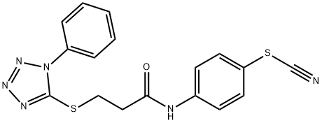 [4-[3-(1-phenyltetrazol-5-yl)sulfanylpropanoylamino]phenyl] thiocyanate Struktur