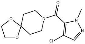 (4-chloro-2-methylpyrazol-3-yl)-(1,4-dioxa-8-azaspiro[4.5]decan-8-yl)methanone Struktur