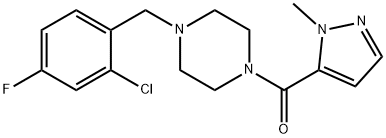 [4-[(2-chloro-4-fluorophenyl)methyl]piperazin-1-yl]-(2-methylpyrazol-3-yl)methanone Struktur