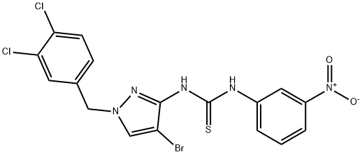 1-[4-bromo-1-[(3,4-dichlorophenyl)methyl]pyrazol-3-yl]-3-(3-nitrophenyl)thiourea Struktur