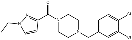 [4-[(3,4-dichlorophenyl)methyl]piperazin-1-yl]-(1-ethylpyrazol-3-yl)methanone Struktur