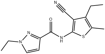 N-(3-cyano-4-ethyl-5-methylthiophen-2-yl)-1-ethylpyrazole-3-carboxamide Struktur