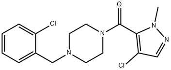 (4-chloro-2-methylpyrazol-3-yl)-[4-[(2-chlorophenyl)methyl]piperazin-1-yl]methanone Struktur