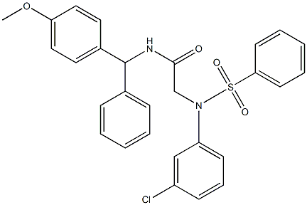 2-[N-(benzenesulfonyl)-3-chloroanilino]-N-[(4-methoxyphenyl)-phenylmethyl]acetamide Struktur