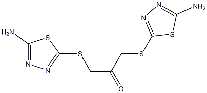 1,3-bis[(5-amino-1,3,4-thiadiazol-2-yl)sulfanyl]propan-2-one Struktur