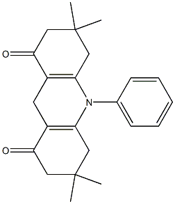 3,3,6,6-tetramethyl-10-phenyl-4,5,7,9-tetrahydro-2H-acridine-1,8-dione Struktur