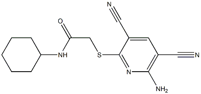 2-(6-amino-3,5-dicyanopyridin-2-yl)sulfanyl-N-cyclohexylacetamide Struktur