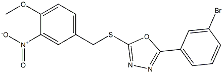 2-(3-bromophenyl)-5-[(4-methoxy-3-nitrophenyl)methylsulfanyl]-1,3,4-oxadiazole Struktur