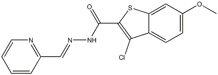 3-chloro-6-methoxy-N-[(E)-pyridin-2-ylmethylideneamino]-1-benzothiophene-2-carboxamide Struktur