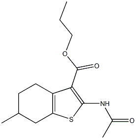 propyl 2-acetamido-6-methyl-4,5,6,7-tetrahydro-1-benzothiophene-3-carboxylate Struktur