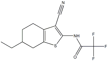 N-(3-cyano-6-ethyl-4,5,6,7-tetrahydro-1-benzothiophen-2-yl)-2,2,2-trifluoroacetamide Struktur