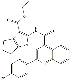 ethyl 2-[[2-(4-chlorophenyl)quinoline-4-carbonyl]amino]-5,6-dihydro-4H-cyclopenta[b]thiophene-3-carboxylate Struktur