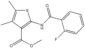 methyl 2-[(2-fluorobenzoyl)amino]-4,5-dimethylthiophene-3-carboxylate Struktur