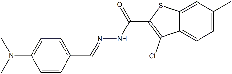 3-chloro-N-[(E)-[4-(dimethylamino)phenyl]methylideneamino]-6-methyl-1-benzothiophene-2-carboxamide Struktur