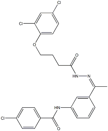 4-chloro-N-[3-[(Z)-N-[4-(2,4-dichlorophenoxy)butanoylamino]-C-methylcarbonimidoyl]phenyl]benzamide Struktur