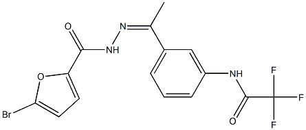 5-bromo-N-[(Z)-1-[3-[(2,2,2-trifluoroacetyl)amino]phenyl]ethylideneamino]furan-2-carboxamide Struktur