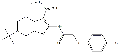 methyl 6-tert-butyl-2-[[2-(4-chlorophenoxy)acetyl]amino]-4,5,6,7-tetrahydro-1-benzothiophene-3-carboxylate Struktur