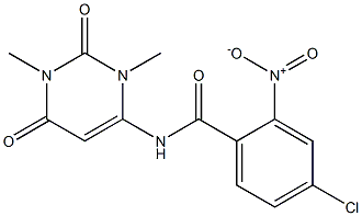 4-chloro-N-(1,3-dimethyl-2,6-dioxopyrimidin-4-yl)-2-nitrobenzamide Struktur