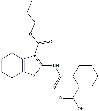 2-[(3-propoxycarbonyl-4,5,6,7-tetrahydro-1-benzothiophen-2-yl)carbamoyl]cyclohexane-1-carboxylic acid Struktur