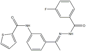 N-[3-[(E)-N-[(3-fluorobenzoyl)amino]-C-methylcarbonimidoyl]phenyl]thiophene-2-carboxamide Struktur