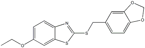 2-(1,3-benzodioxol-5-ylmethylsulfanyl)-6-ethoxy-1,3-benzothiazole Struktur