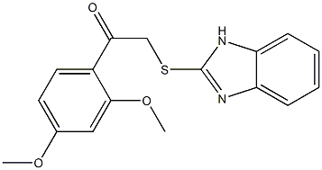 2-(1H-benzimidazol-2-ylsulfanyl)-1-(2,4-dimethoxyphenyl)ethanone Struktur