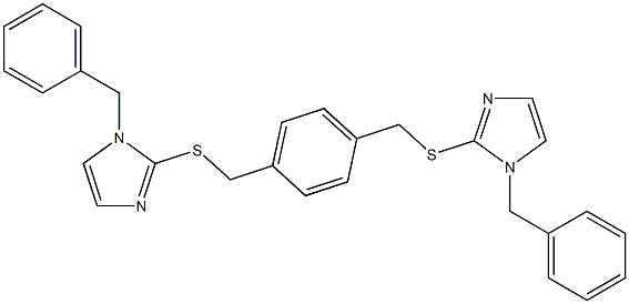 1-benzyl-2-[[4-[(1-benzylimidazol-2-yl)sulfanylmethyl]phenyl]methylsulfanyl]imidazole Struktur