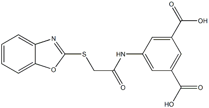 5-[[2-(1,3-benzoxazol-2-ylsulfanyl)acetyl]amino]benzene-1,3-dicarboxylic acid Struktur