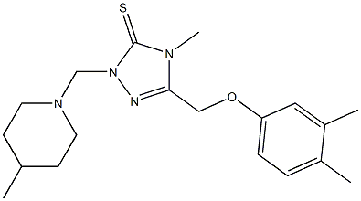 5-[(3,4-dimethylphenoxy)methyl]-4-methyl-2-[(4-methylpiperidin-1-yl)methyl]-1,2,4-triazole-3-thione Struktur