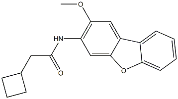 2-cyclobutyl-N-(2-methoxydibenzofuran-3-yl)acetamide Struktur