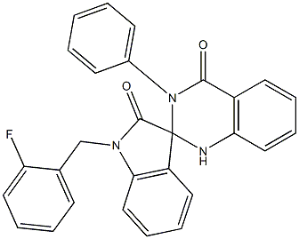 1'-[(2-fluorophenyl)methyl]-3-phenylspiro[1H-quinazoline-2,3'-indole]-2',4-dione Struktur