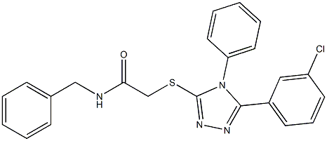 N-benzyl-2-[[5-(3-chlorophenyl)-4-phenyl-1,2,4-triazol-3-yl]sulfanyl]acetamide Struktur