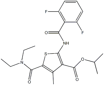 propan-2-yl 5-(diethylcarbamoyl)-2-[(2,6-difluorobenzoyl)amino]-4-methylthiophene-3-carboxylate Struktur