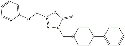 5-(phenoxymethyl)-3-[(4-phenylpiperidin-1-yl)methyl]-1,3,4-oxadiazole-2-thione Struktur