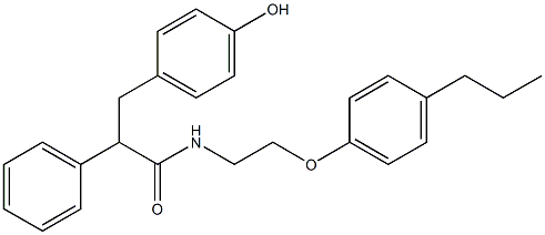 3-(4-hydroxyphenyl)-2-phenyl-N-[2-(4-propylphenoxy)ethyl]propanamide Struktur