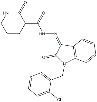 N-[(Z)-[1-[(2-chlorophenyl)methyl]-2-oxoindol-3-ylidene]amino]-2-oxopiperidine-3-carboxamide Struktur