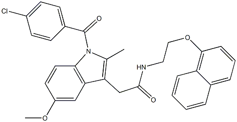 2-[1-(4-chlorobenzoyl)-5-methoxy-2-methylindol-3-yl]-N-(2-naphthalen-1-yloxyethyl)acetamide Struktur