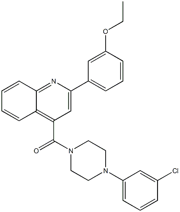 [4-(3-chlorophenyl)piperazin-1-yl]-[2-(3-ethoxyphenyl)quinolin-4-yl]methanone Struktur