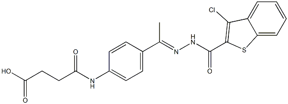 4-[4-[(E)-N-[(3-chloro-1-benzothiophene-2-carbonyl)amino]-C-methylcarbonimidoyl]anilino]-4-oxobutanoic acid Struktur