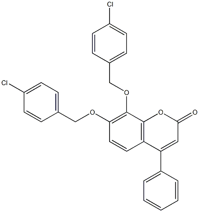 7,8-bis[(4-chlorophenyl)methoxy]-4-phenylchromen-2-one Struktur