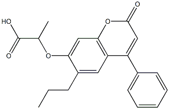 2-(2-oxo-4-phenyl-6-propylchromen-7-yl)oxypropanoic acid Struktur