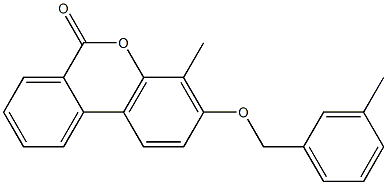 4-methyl-3-[(3-methylphenyl)methoxy]benzo[c]chromen-6-one Struktur