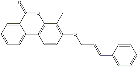 4-methyl-3-[(E)-3-phenylprop-2-enoxy]benzo[c]chromen-6-one Struktur