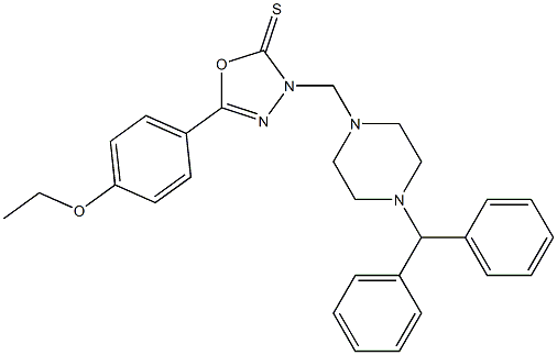 3-[(4-benzhydrylpiperazin-1-yl)methyl]-5-(4-ethoxyphenyl)-1,3,4-oxadiazole-2-thione Struktur