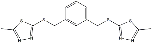 2-methyl-5-[[3-[(5-methyl-1,3,4-thiadiazol-2-yl)sulfanylmethyl]phenyl]methylsulfanyl]-1,3,4-thiadiazole Struktur