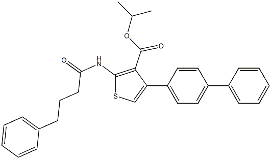 propan-2-yl 2-(4-phenylbutanoylamino)-4-(4-phenylphenyl)thiophene-3-carboxylate Struktur