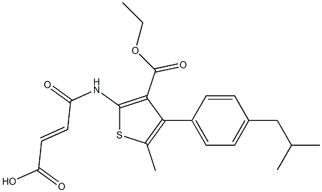 (E)-4-[[3-ethoxycarbonyl-5-methyl-4-[4-(2-methylpropyl)phenyl]thiophen-2-yl]amino]-4-oxobut-2-enoic acid Struktur