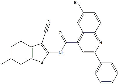 6-bromo-N-(3-cyano-6-methyl-4,5,6,7-tetrahydro-1-benzothiophen-2-yl)-2-phenylquinoline-4-carboxamide Struktur