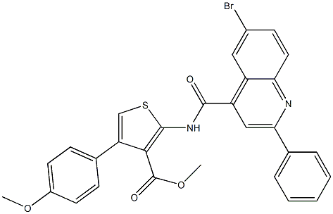 methyl 2-[(6-bromo-2-phenylquinoline-4-carbonyl)amino]-4-(4-methoxyphenyl)thiophene-3-carboxylate Struktur