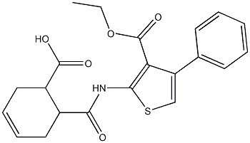 6-[(3-ethoxycarbonyl-4-phenylthiophen-2-yl)carbamoyl]cyclohex-3-ene-1-carboxylic acid Struktur